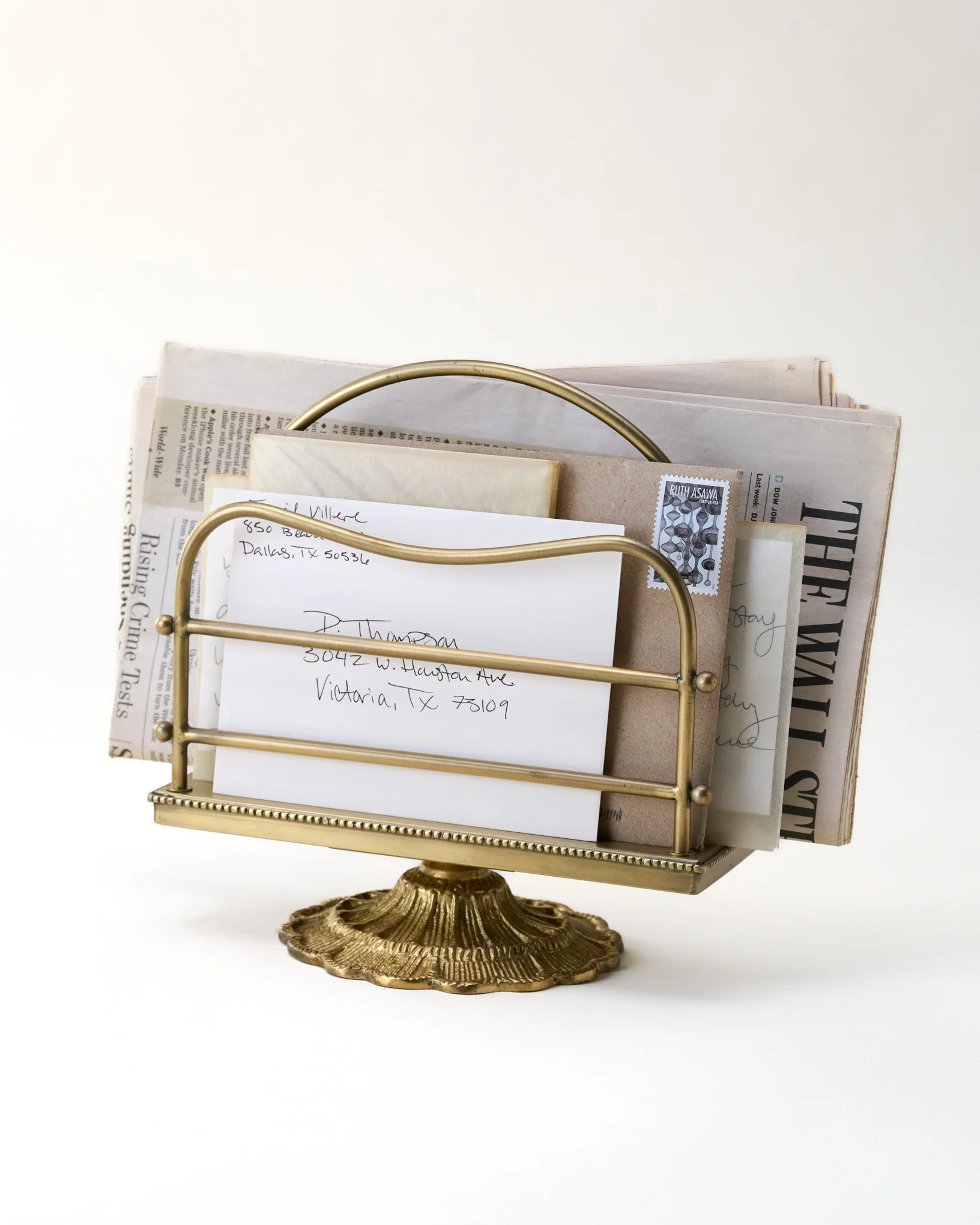 Antique Inspired Brass Mail Holder - Image 2