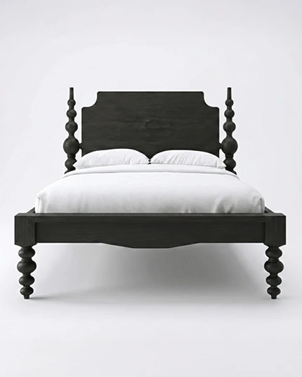 Athena Solid Red Oak Four-Poster Wood Bed Frame - Image 3