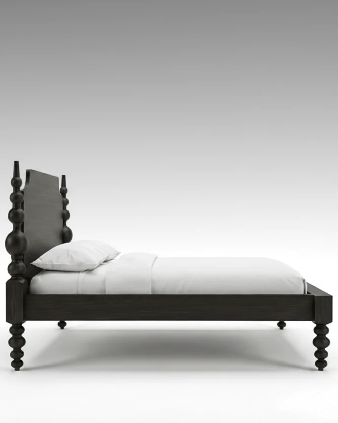Athena Solid Red Oak Four-Poster Wood Bed Frame - Image 4