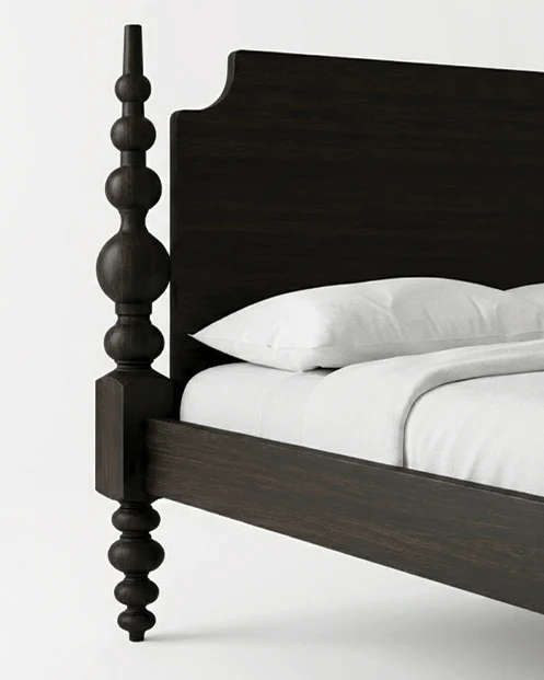 Athena Solid Red Oak Four-Poster Wood Bed Frame - Image 5