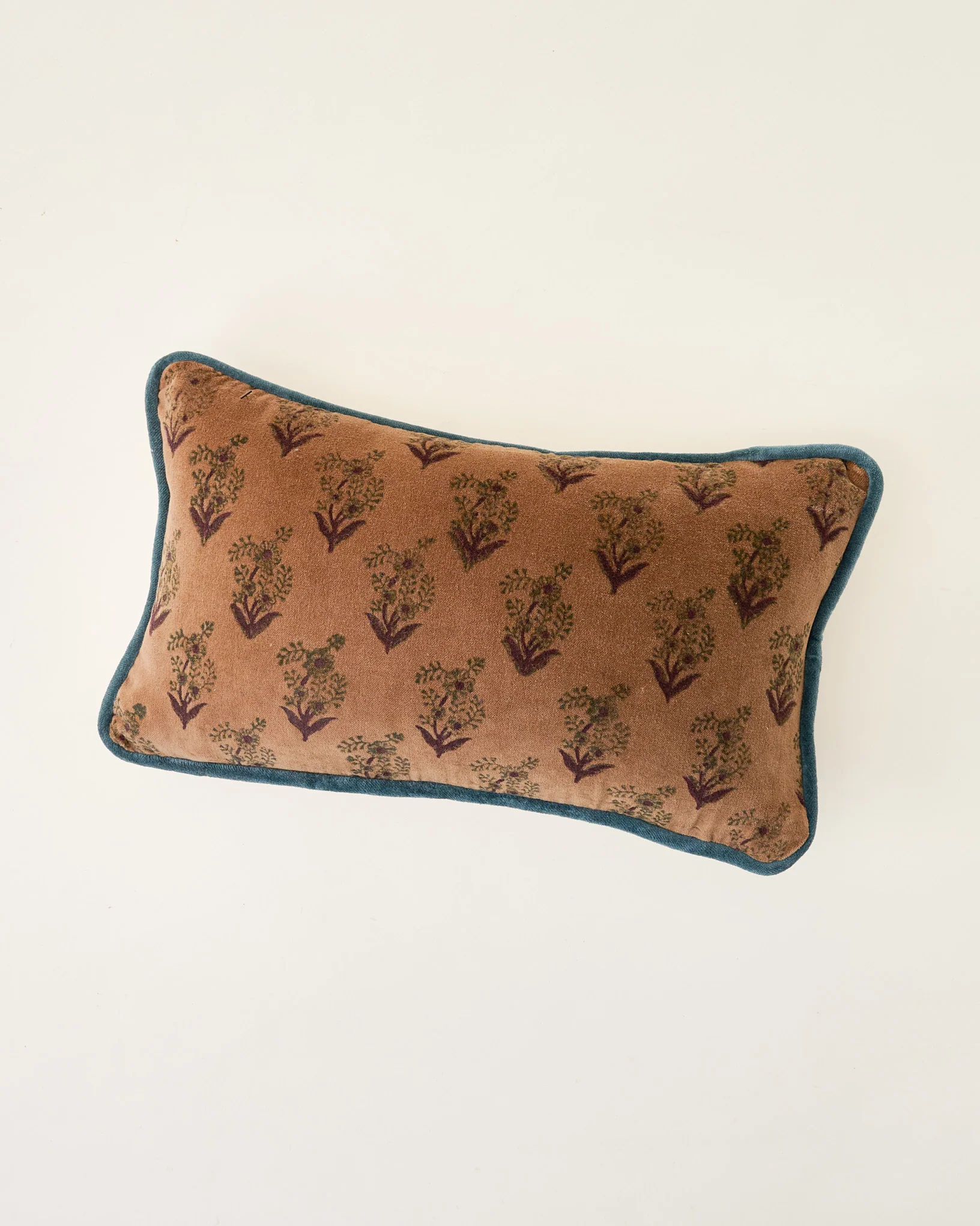 Aster Block Printed Velvet Lumbar Pillow - Image 2