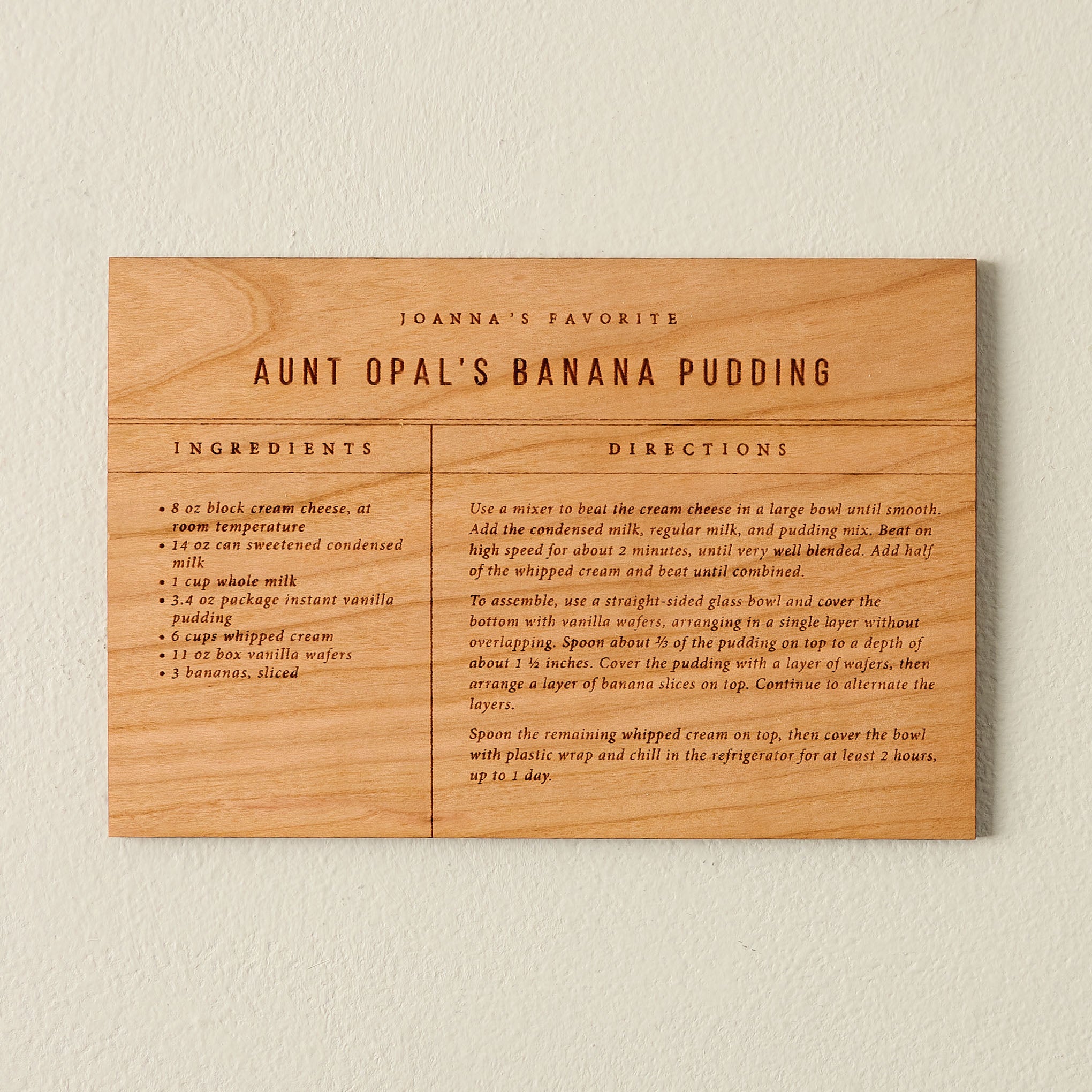Banana Pudding Wooden Recipe Card - Image 2