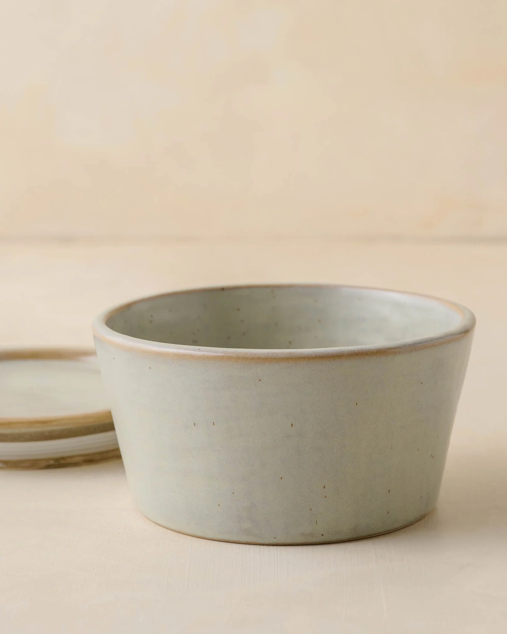 French Grey Ceramic Food Storage Bowl - Image 2