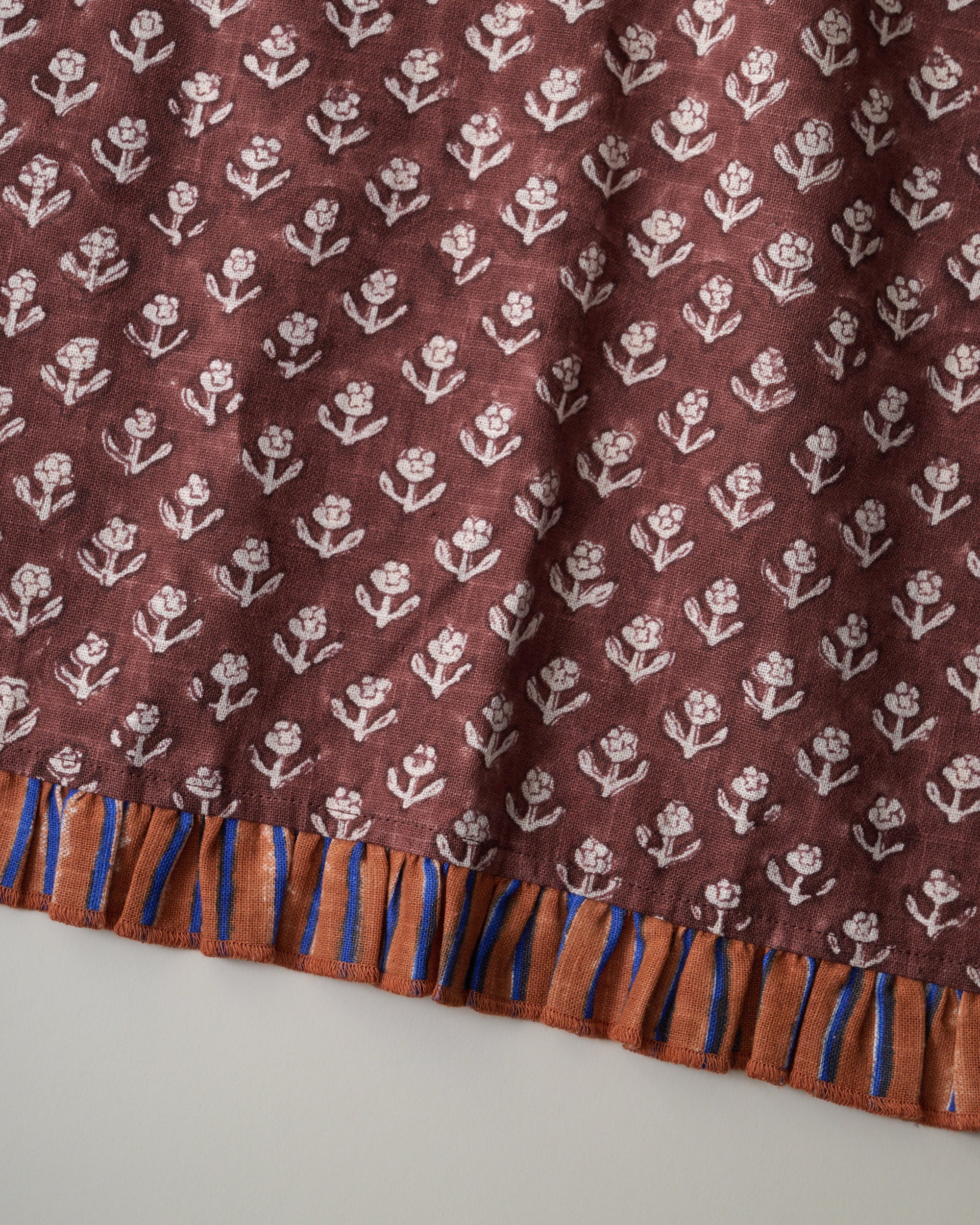 Chocolate Cosmos Block Printed Tea Towel - Image 4