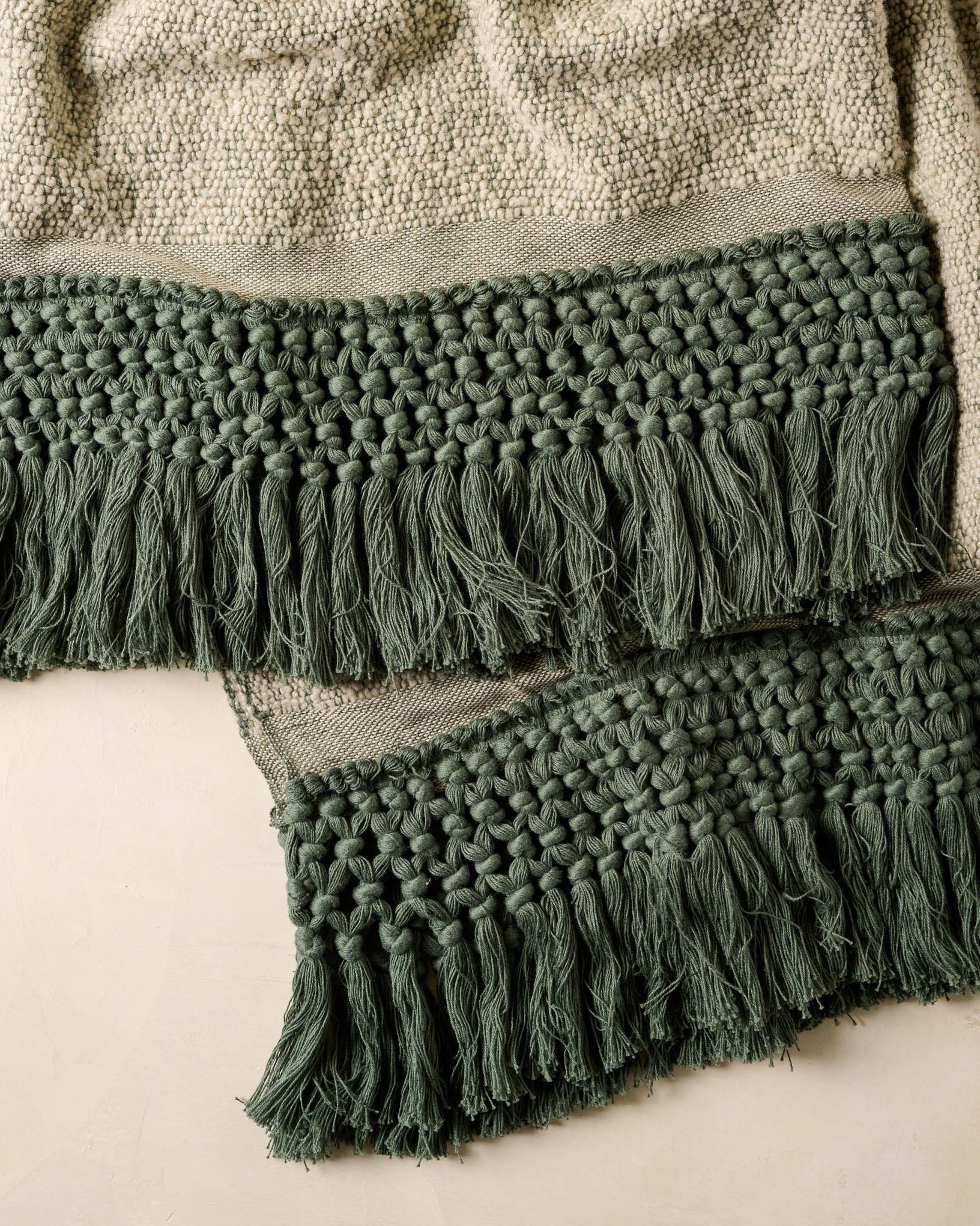 Dusty Green Essential Tassel Throw - Image 2