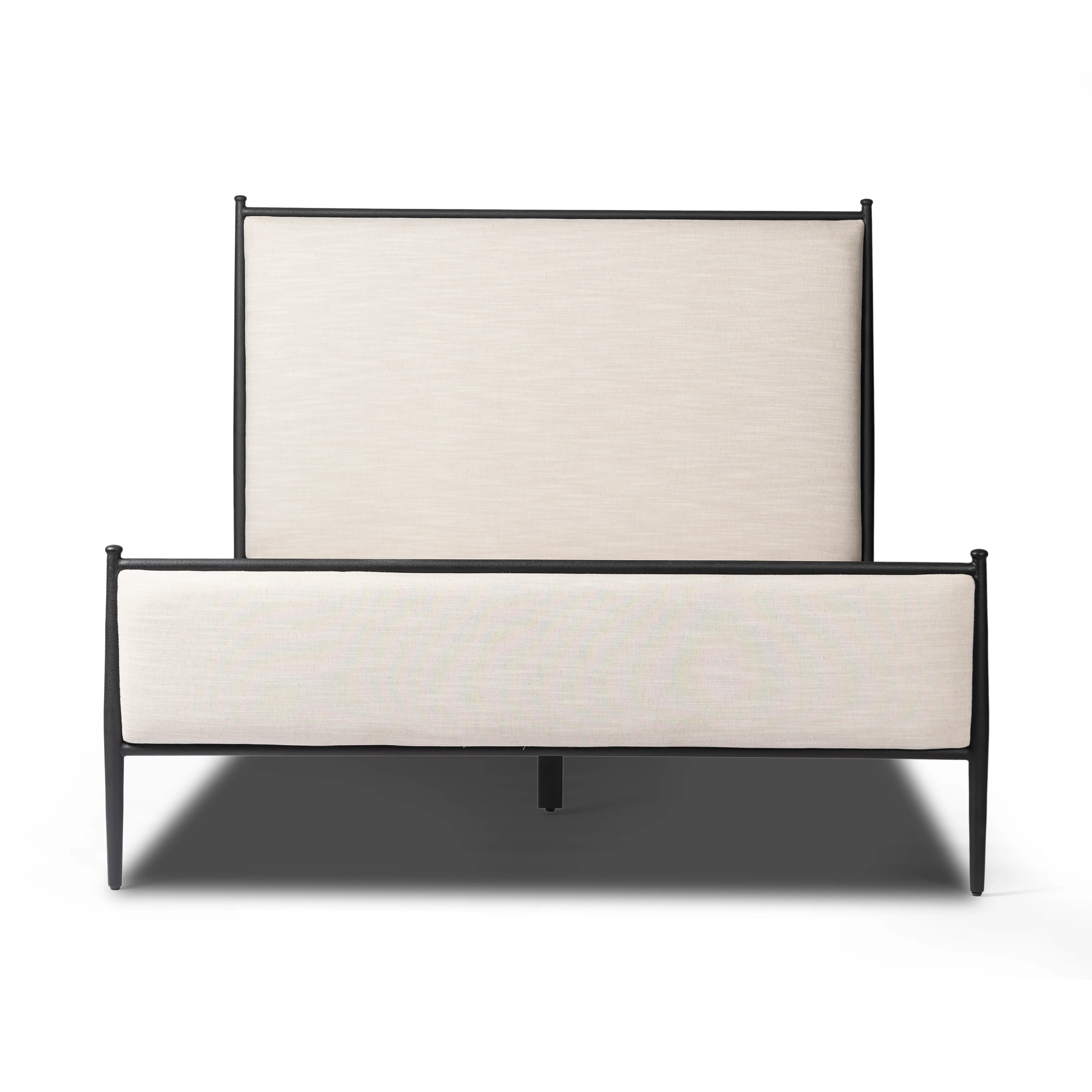 Emery Iron Bed Frame with Upholstered Headboard, Queen and King - Image 5