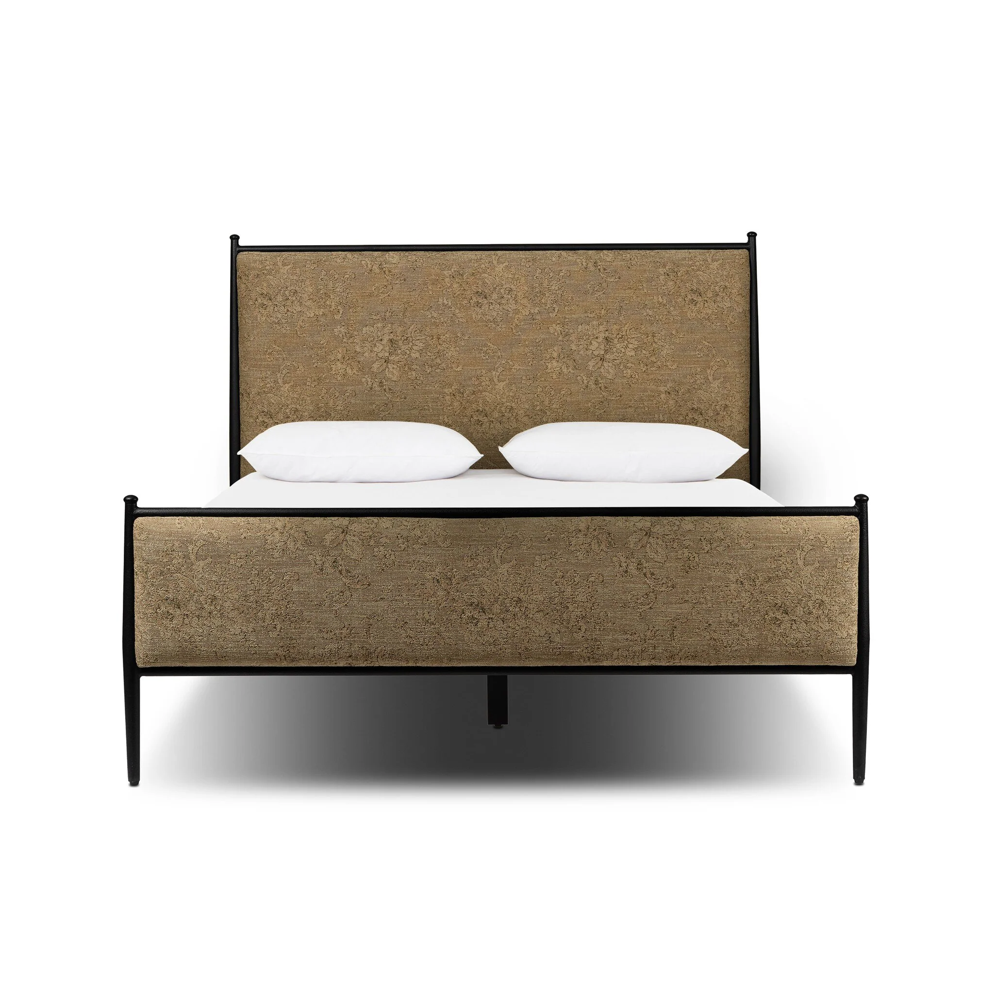 Emery Iron Bed Frame with Upholstered Headboard, Queen and King - Image 8