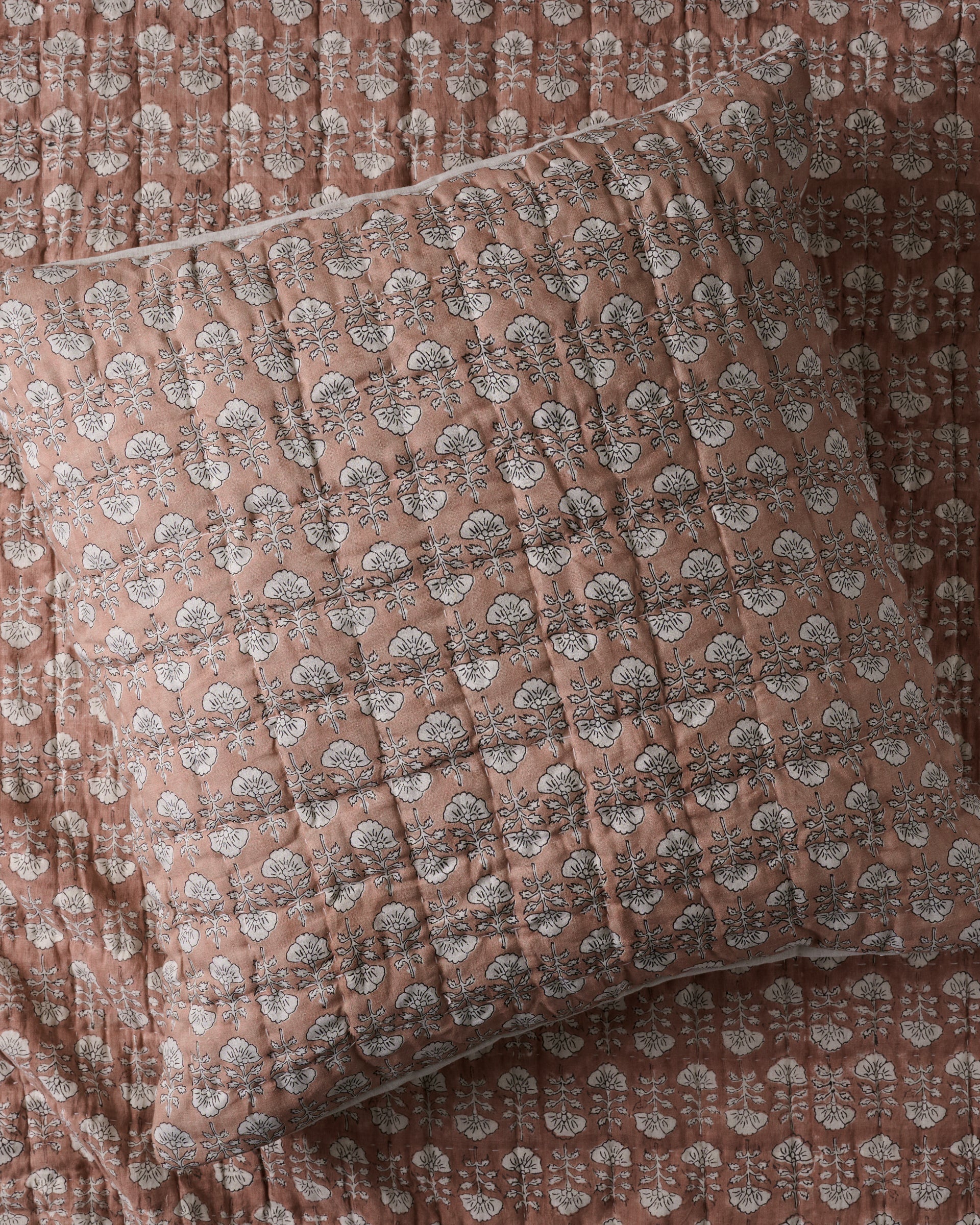 Flora Block Print Pillow Sham - Desert Clay - Image 3