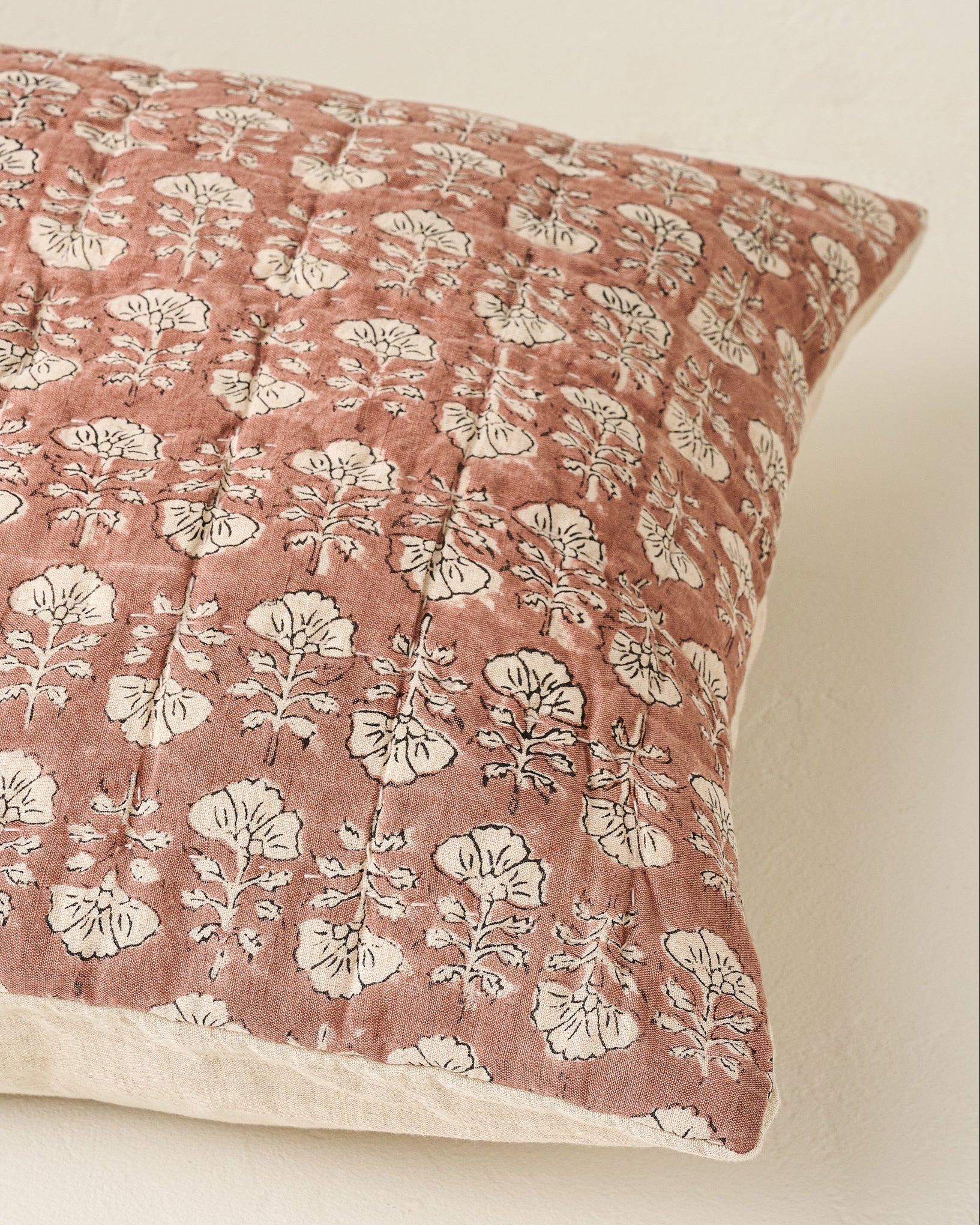 Flora Block Print Pillow Sham - Desert Clay - Image 4