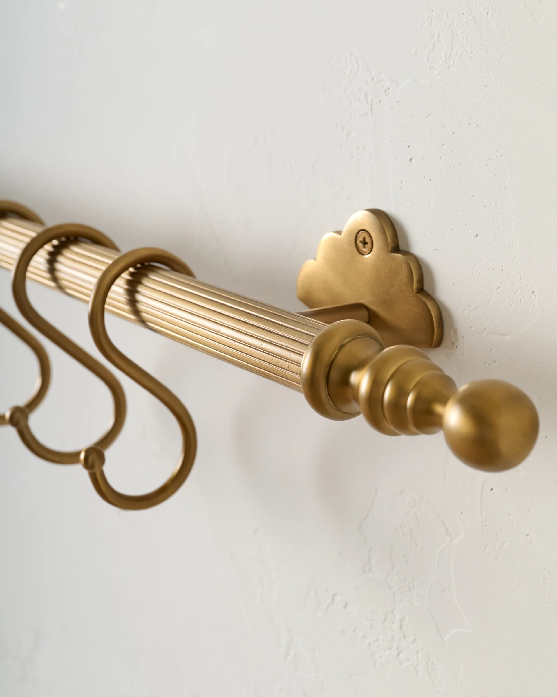 Solid Brass Fluted Rail with Hooks - Image 3