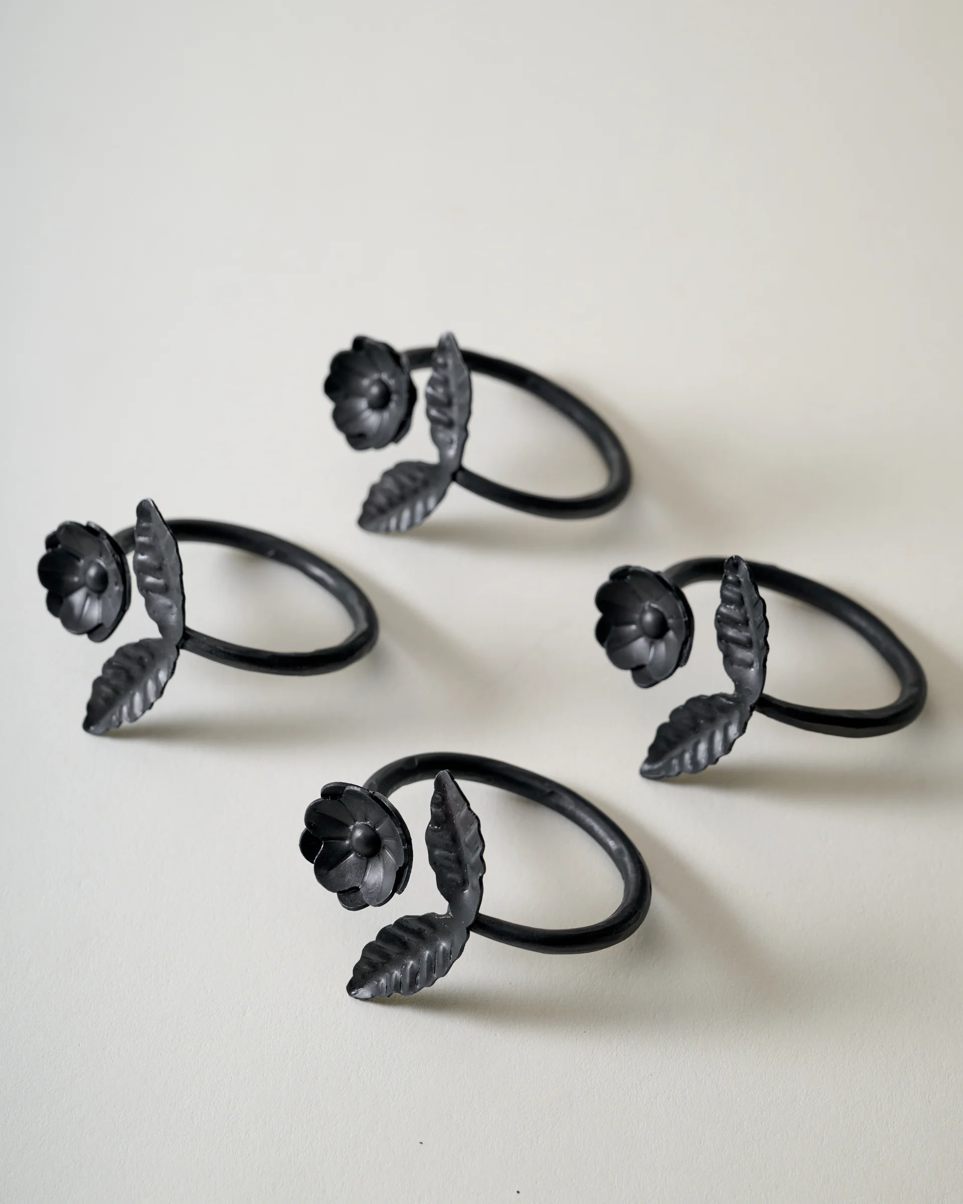 Forged Iron Floral Napkin Ring Set of 4 - Image 2