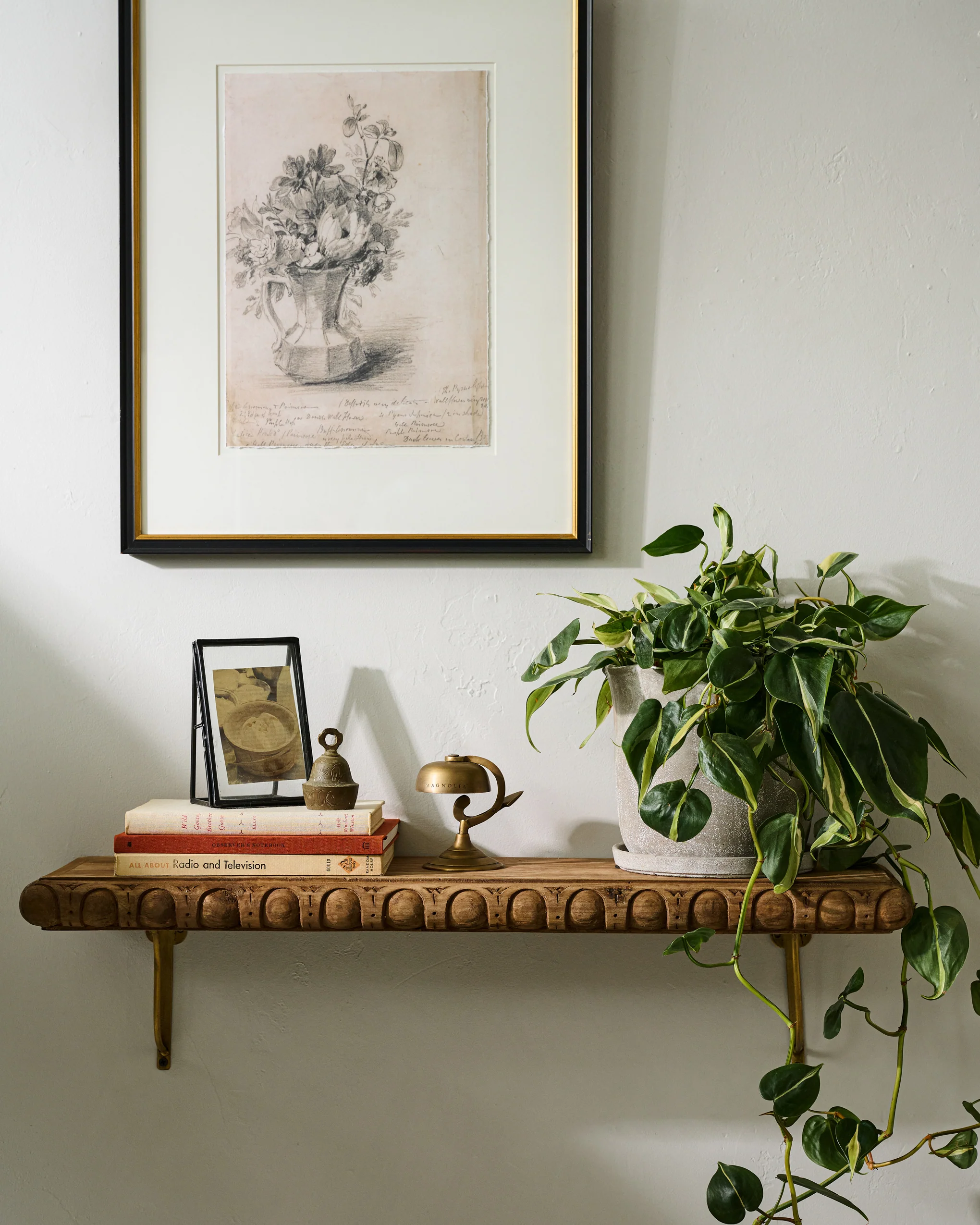 Griffin Hand Carved Wood Shelf