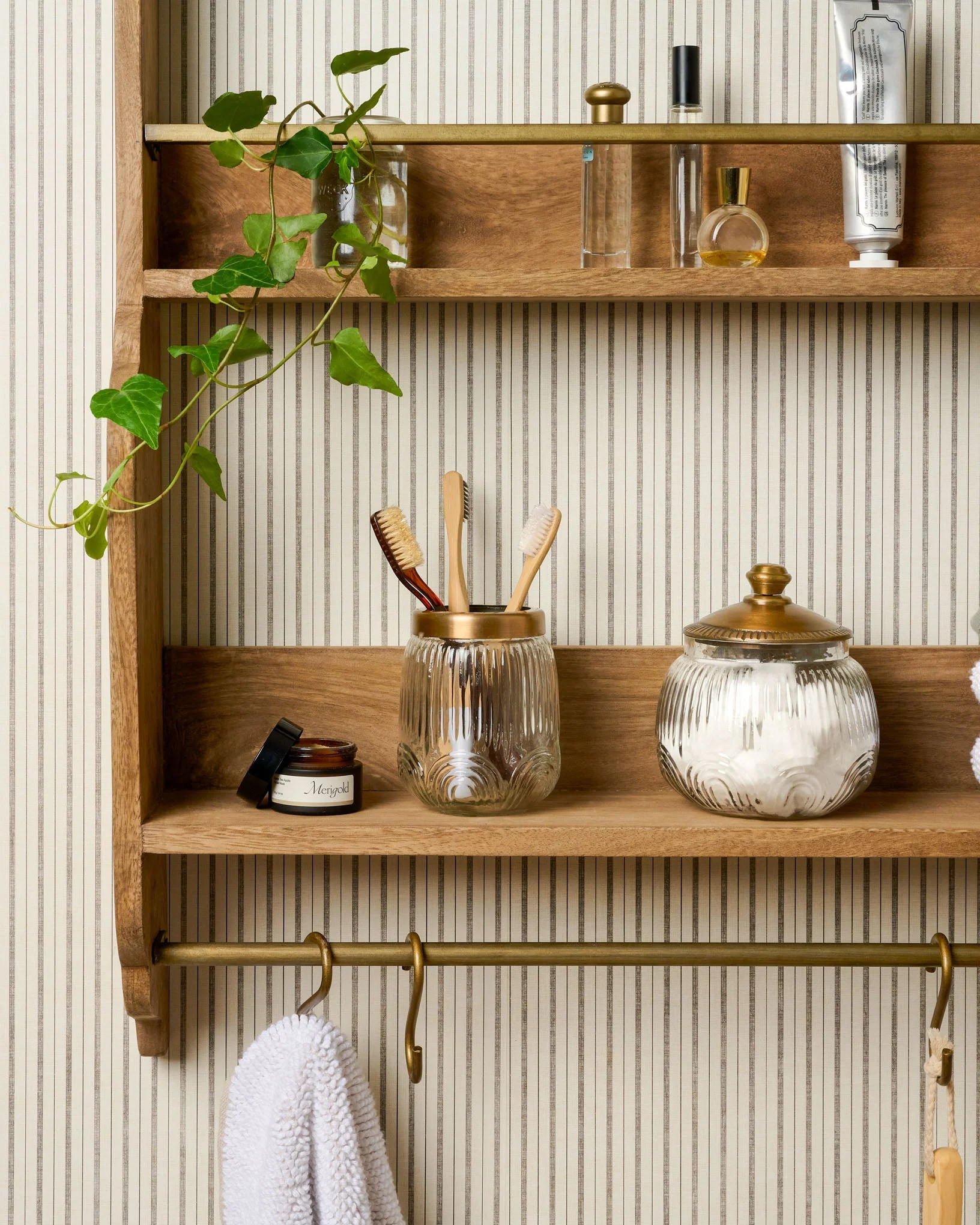 Hannon Wood and Brass Display Shelf - Image 2