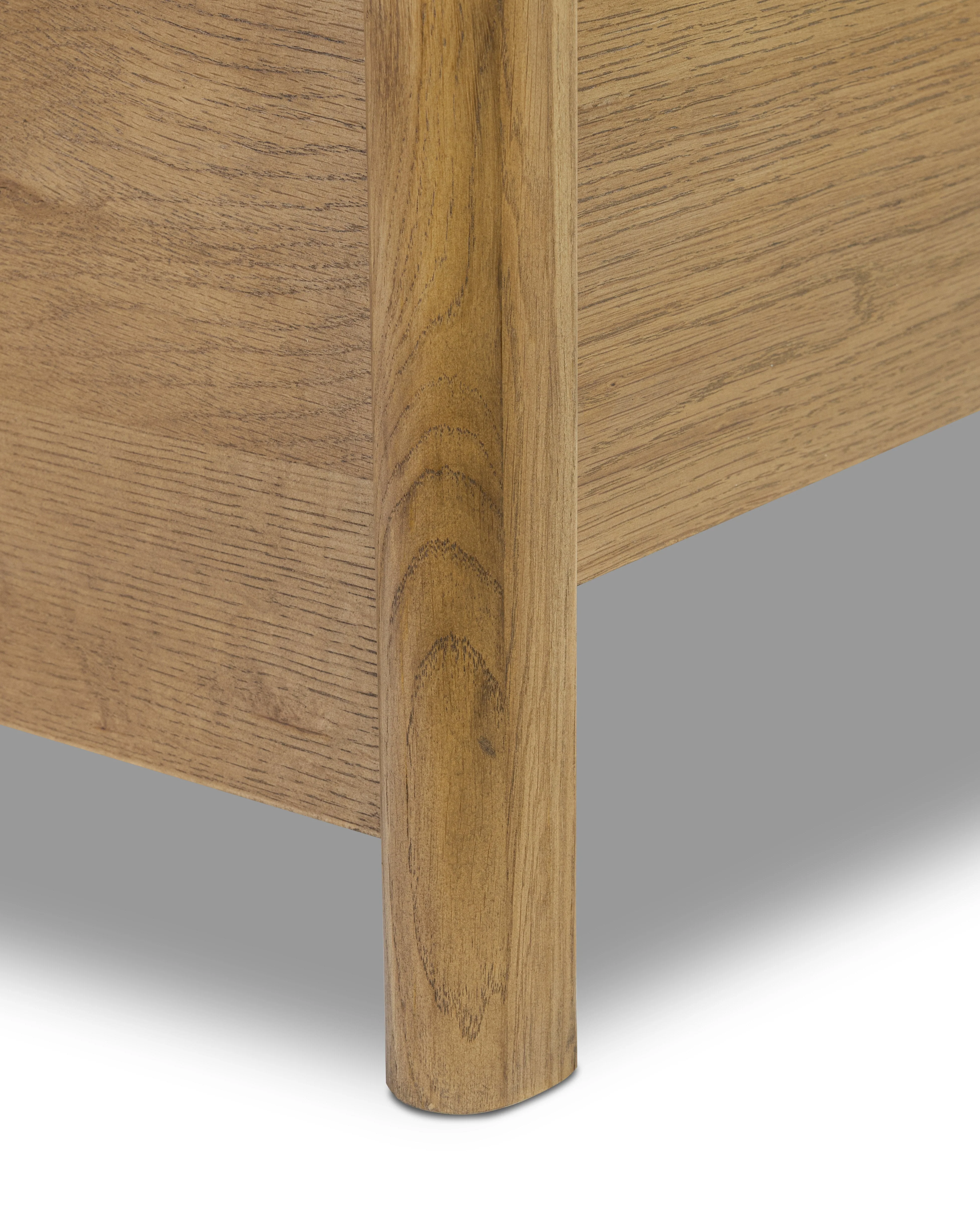 Kennie Upholstered Bed Frame with Carved Solid Oak and Linen Headboard - Image 15
