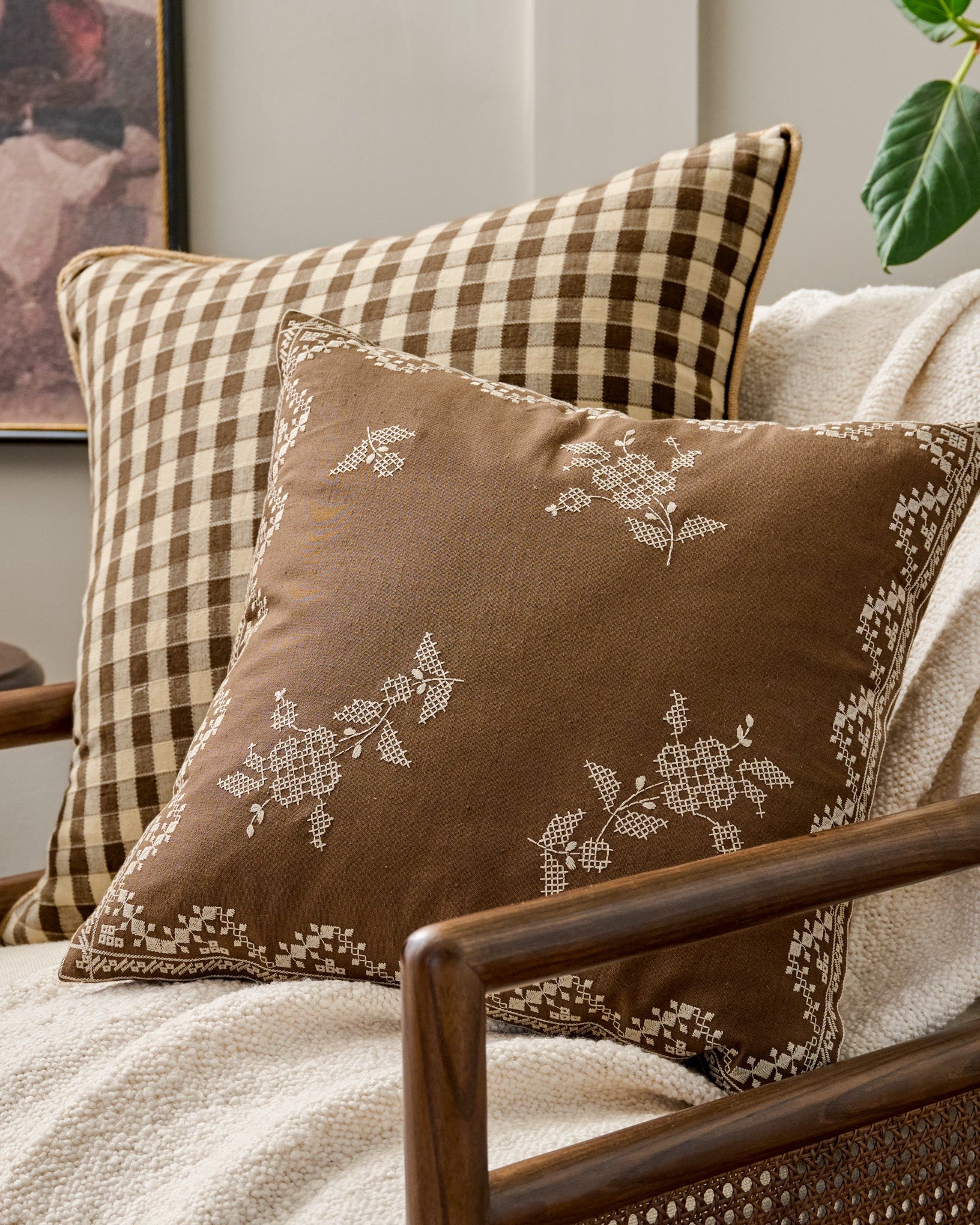 Lacey Embroidered Throw Pillow - Image 2