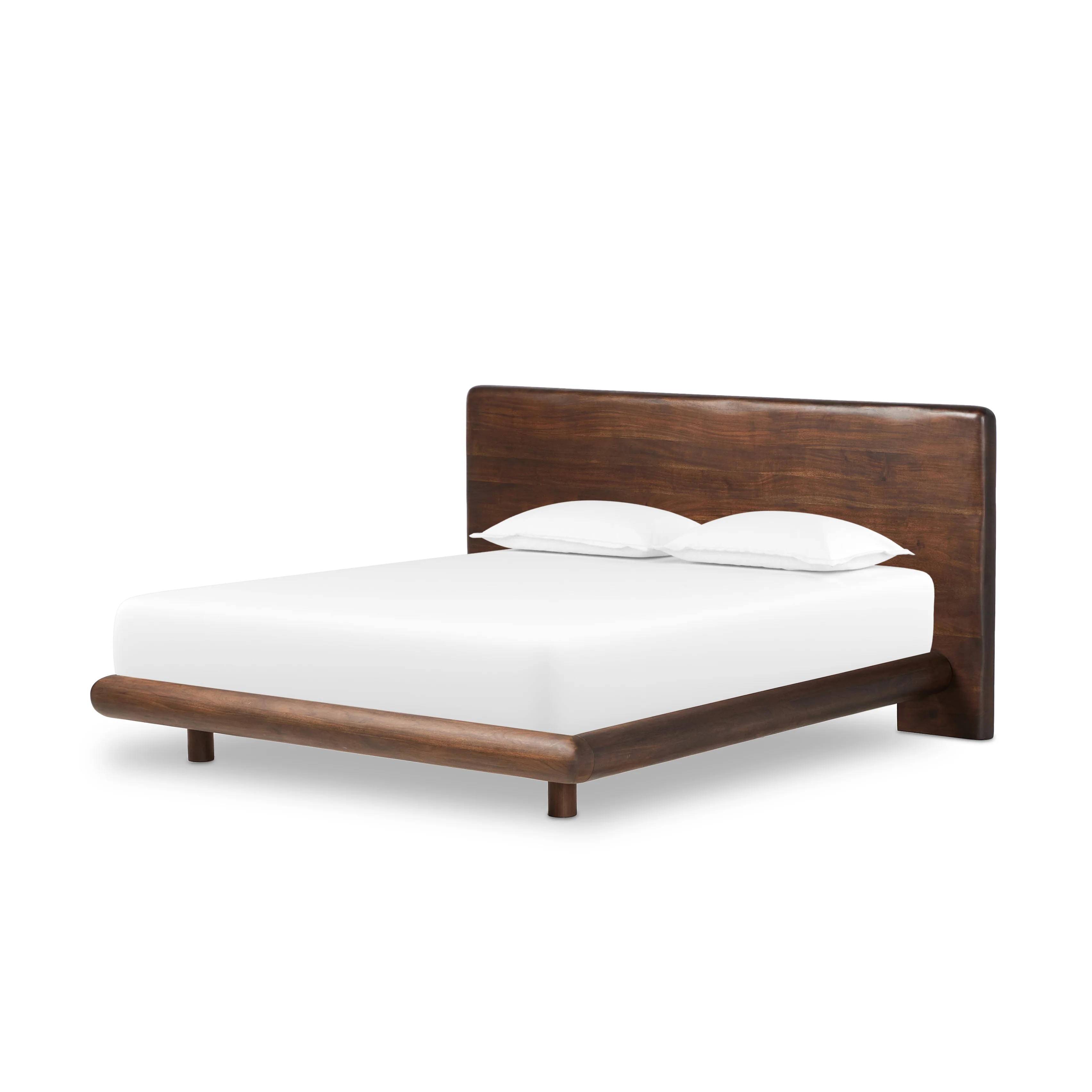Lawson Solid Acacia Wood Platform Bed Frame with Live-Edge Headboard