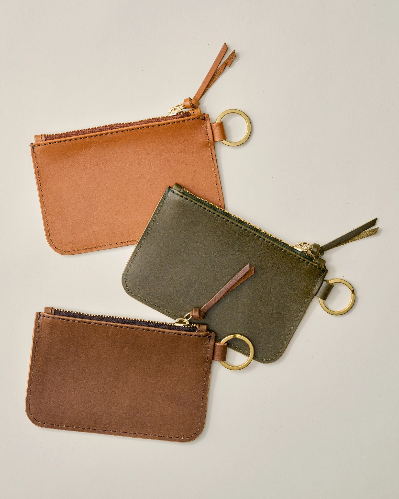 Leather Zip Olive Key Pouch - Image 3
