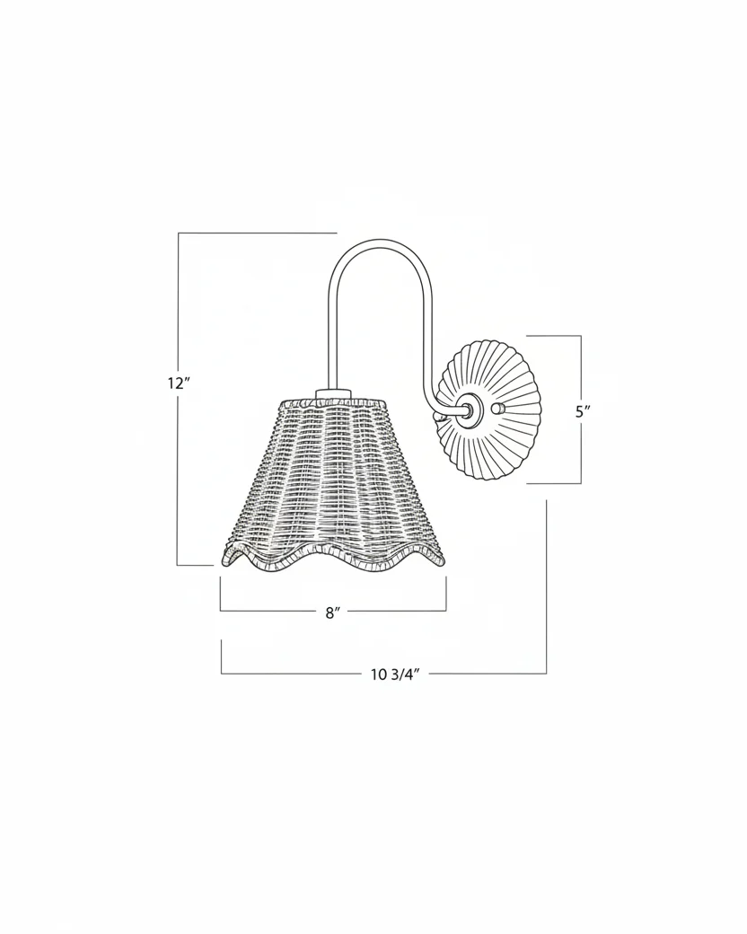 Lucinda Rattan Scallop Wired Sconce - Image 4