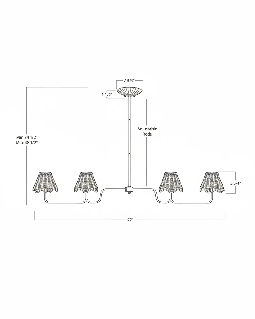 Lucinda Rattan Scallop Linear Chandelier - Image 5
