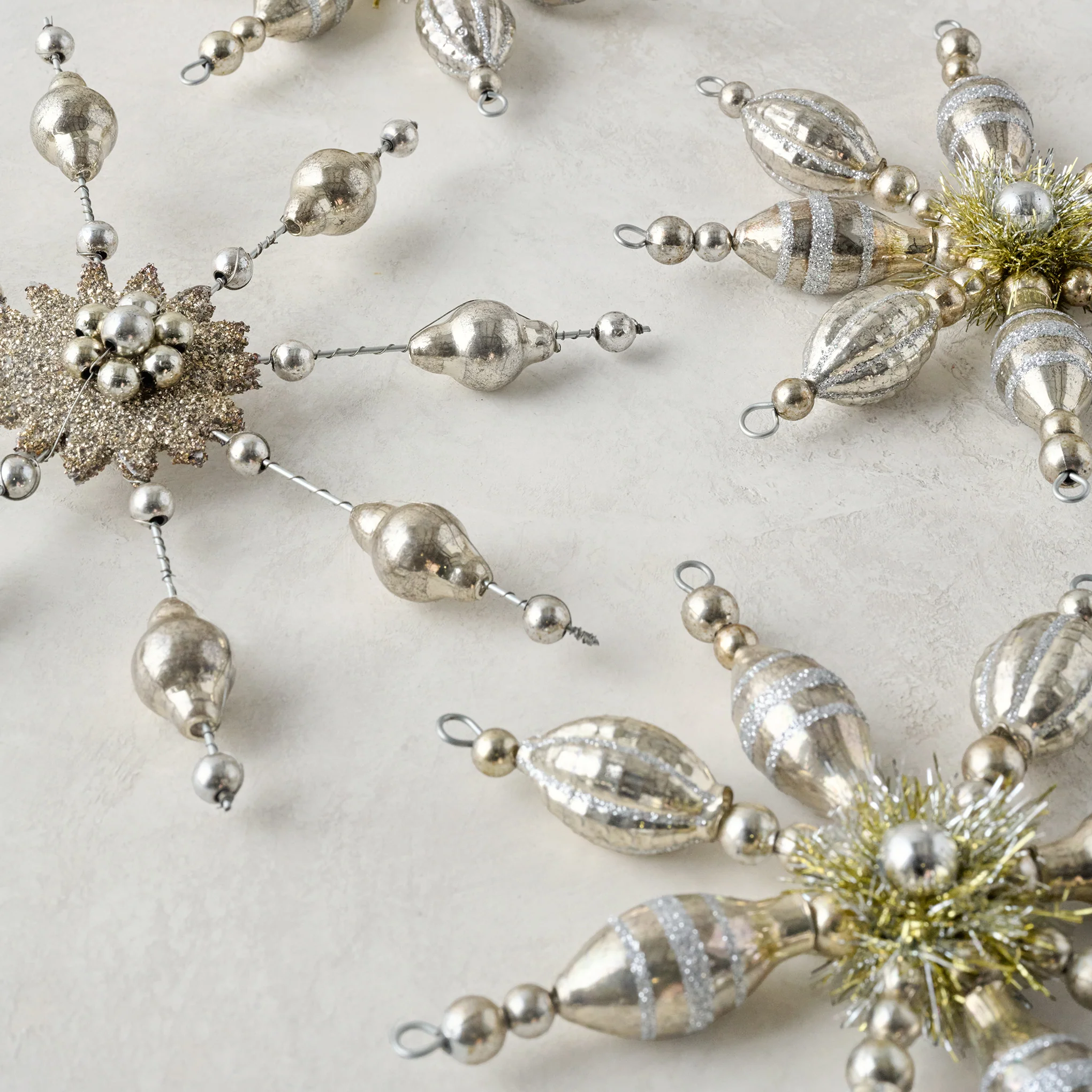 Mercury Glass Beaded Snowflake Ornament - Image 4