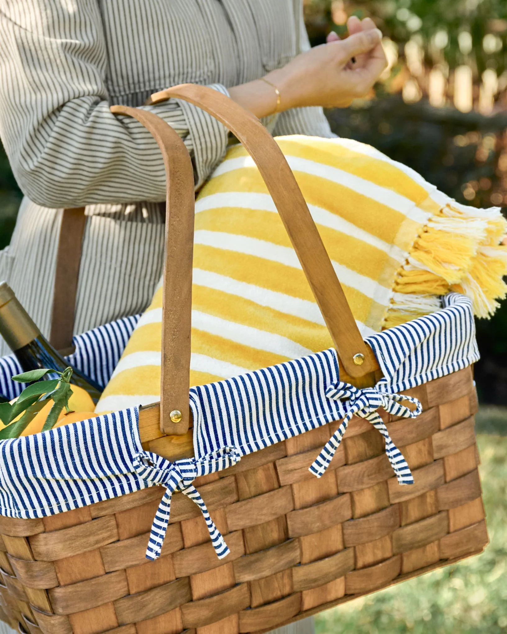 Striped Beach & Picnic Blanket – Monaco Mimosa Outdoor Blanket - Image 2