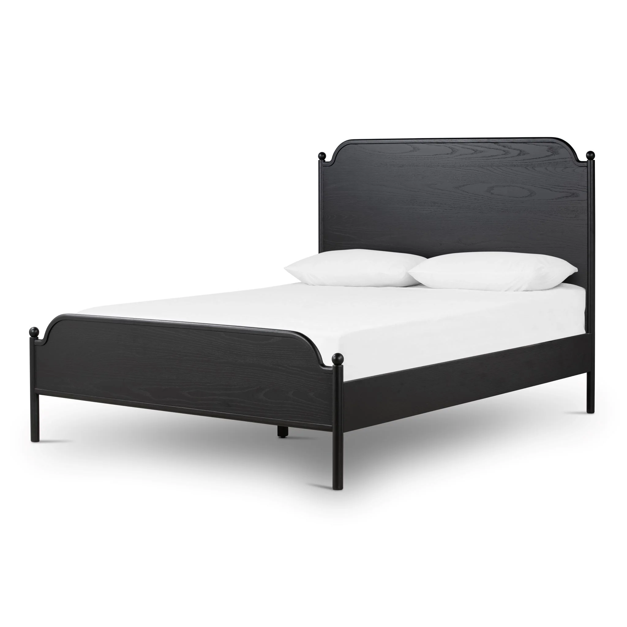 Nadia Black Brushed Oak Bed Frame with Notched Headboard Detail - Image 3