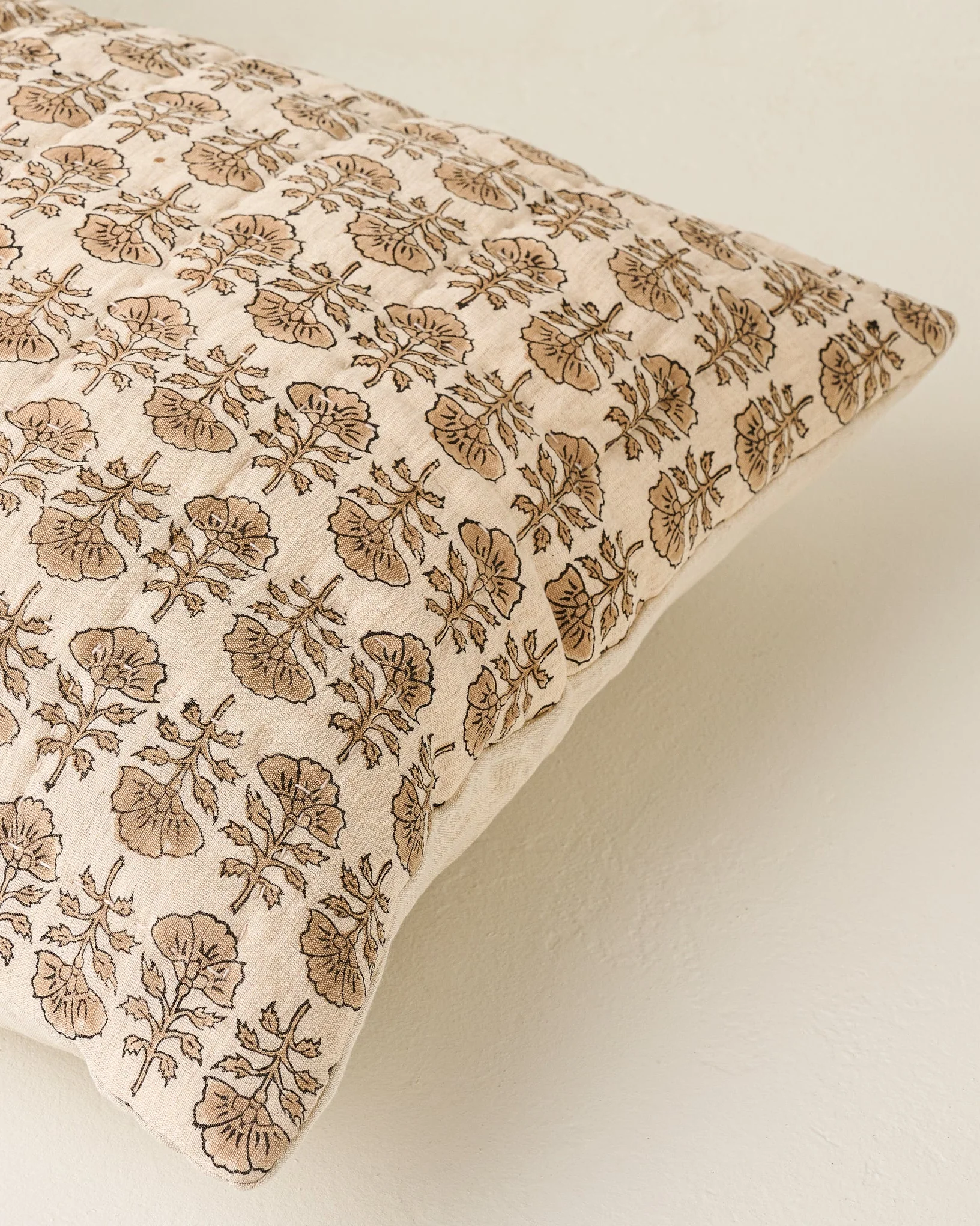 Flora Block Print Pillow Sham - Natural - Image 3