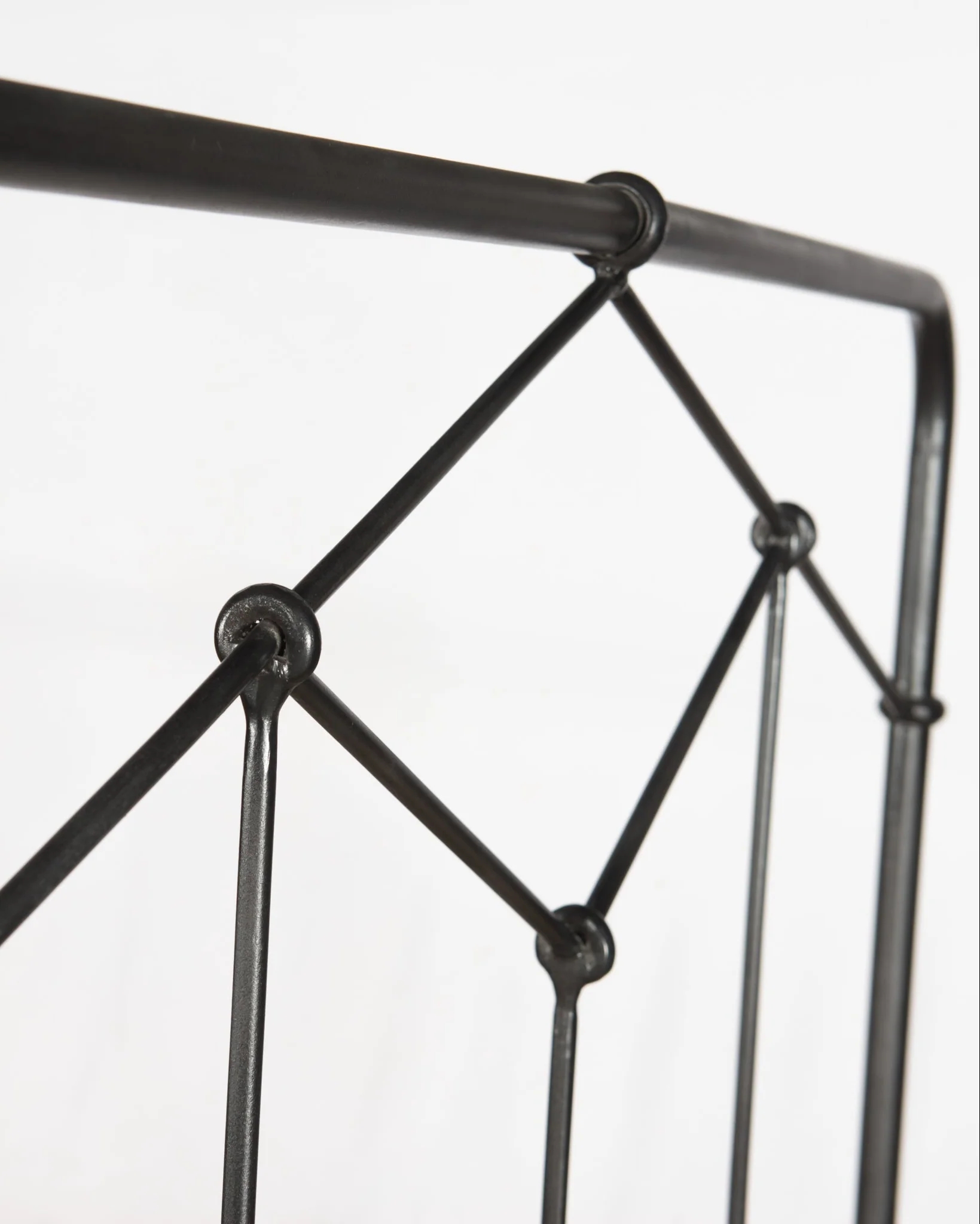 Riley Black Iron Bed Frame with Geometric Headboard, Vintage-Inspired Design - Image 4