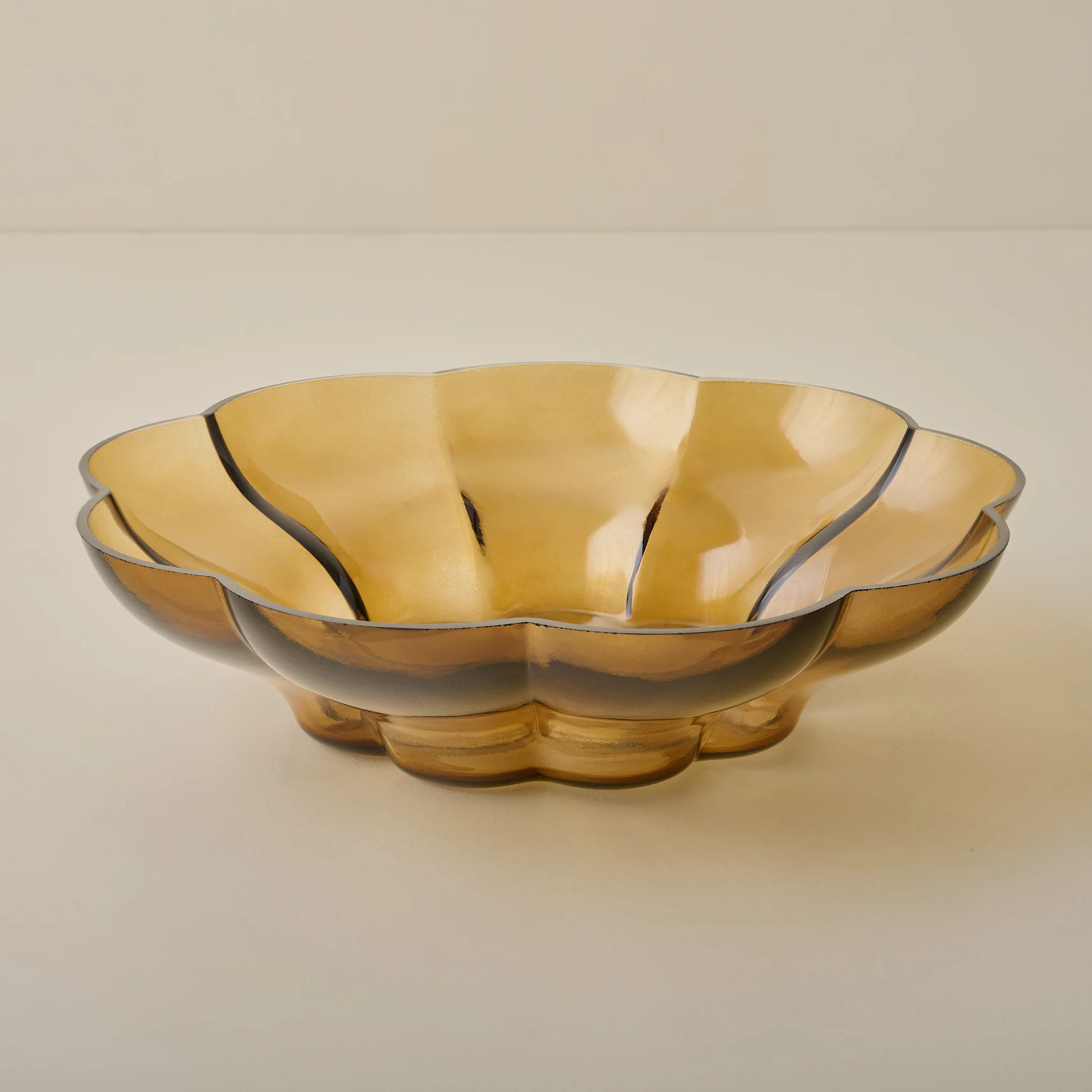 Scalloped Amber Glass Bowl - Image 2
