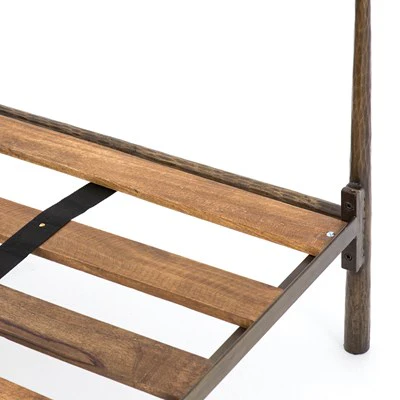 Vivienne Hammered Iron Bed Frame in Antique Brass with Sculptural Curved Headboard - Image 17