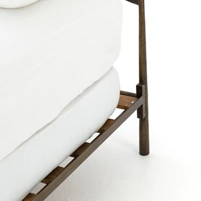 Vivienne Hammered Iron Bed Frame in Antique Brass with Sculptural Curved Headboard - Image 4