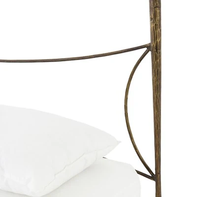 Vivienne Hammered Iron Bed Frame in Antique Brass with Sculptural Curved Headboard - Image 7